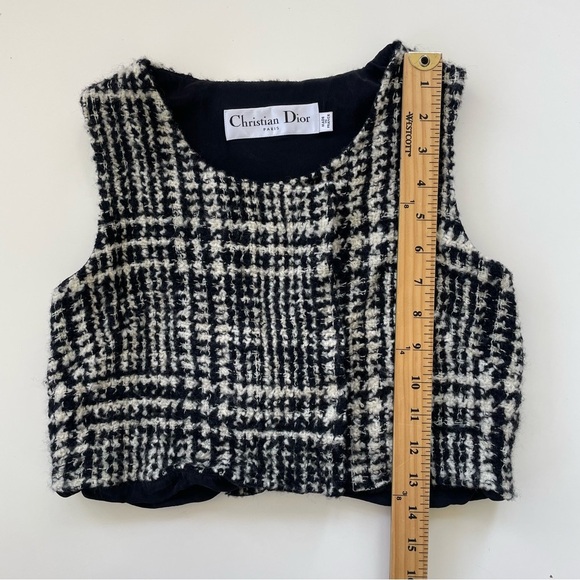 Christian Dior Paris Women's Black White Wool Silk Tweed Vest Made in France Sz4 - Picture 7 of 7